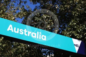 World © Octane Photographic Ltd. Formula 1 – Australian GP - Wednesday Setup. Melbourne signage. Albert Park, Melbourne, Australia. Wednesday 21st March 2018.