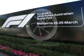 World © Octane Photographic Ltd. Formula 1 – Australian GP - Wednesday Setup. Melbourne signage. Albert Park, Melbourne, Australia. Wednesday 21st March 2018.