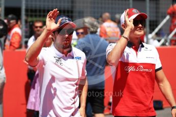 World © Octane Photographic Ltd. Formula 1 – Austrian GP - Drivers Parade. Sahara Force India VJM11 - Sergio Perez and Alfa Romeo Sauber F1 Team C37 – Marcus Ericsson.. Red Bull Ring, Spielberg, Austria. Sunday 1st July 2018.
