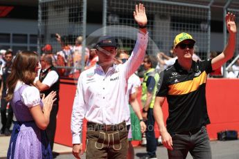 World © Octane Photographic Ltd. Formula 1 – Austrian GP - Drivers Parade. Renault Sport F1 Team RS18 – Nico Hulkenberg and Aston Martin Red Bull Racing TAG Heuer RB14 – Max Verstappen. Red Bull Ring, Spielberg, Austria. Sunday 1st July 2018.