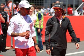 World © Octane Photographic Ltd. Formula 1 – Austrian GP - Drivers Parade. Mercedes AMG Petronas Motorsport AMG F1 W09 EQ Power+ - Lewis Hamilton and McLaren MCL33 – Fernando Alonso. . Red Bull Ring, Spielberg, Austria. Sunday 1st July 2018.