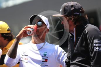 World © Octane Photographic Ltd. Formula 1 – Austrian GP - Drivers Parade. Mercedes AMG Petronas Motorsport AMG F1 W09 EQ Power+ - Lewis Hamilton and McLaren MCL33 – Fernando Alonso. . Red Bull Ring, Spielberg, Austria. Sunday 1st July 2018.