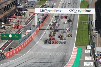World © Octane Photographic Ltd. Formula 1 – Austrian GP - Race. Mercedes AMG Petronas Motorsport AMG F1 W09 EQ Power+ - Valtteri Bottas, Lewis Hamilton and Scuderia Ferrari SF71-H – Kimi Raikkonen. . Red Bull Ring, Spielberg, Austria. Sunday 1st July 2018.