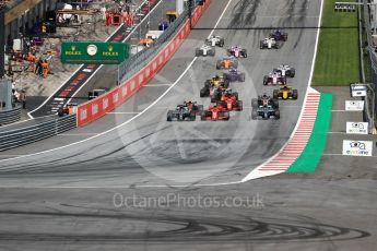 World © Octane Photographic Ltd. Formula 1 – Austrian GP - Race. Mercedes AMG Petronas Motorsport AMG F1 W09 EQ Power+ - Valtteri Bottas, Lewis Hamilton and Scuderia Ferrari SF71-H – Kimi Raikkonen. . Red Bull Ring, Spielberg, Austria. Sunday 1st July 2018.
