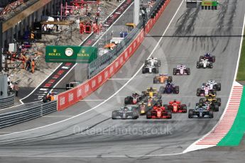 World © Octane Photographic Ltd. Formula 1 – Austrian GP - Race. Mercedes AMG Petronas Motorsport AMG F1 W09 EQ Power+ - Valtteri Bottas, Lewis Hamilton and Scuderia Ferrari SF71-H – Kimi Raikkonen. . Red Bull Ring, Spielberg, Austria. Sunday 1st July 2018.