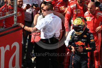 World © Octane Photographic Ltd. Formula 1 – Austrian GP - Race Podium. Aston Martin Red Bull Racing TAG Heuer RB14 – Max Verstappen. Red Bull Ring, Spielberg, Austria. Sunday 1st July 2018.