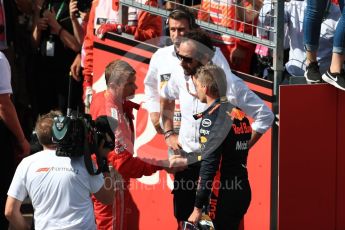 World © Octane Photographic Ltd. Formula 1 – Austrian GP - Race Podium. Aston Martin Red Bull Racing TAG Heuer RB14 – Max Verstappen and Scuderia Ferrari SF71-H – Sebastian Vettel. Red Bull Ring, Spielberg, Austria. Sunday 1st July 2018.