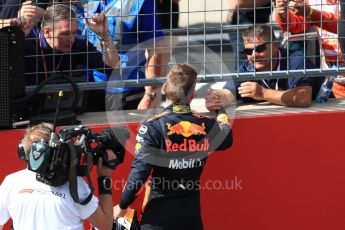 World © Octane Photographic Ltd. Formula 1 – Austrian GP - Race Podium. Aston Martin Red Bull Racing TAG Heuer RB14 – Max Verstappen and VIP. Red Bull Ring, Spielberg, Austria. Sunday 1st July 2018.