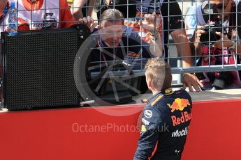 World © Octane Photographic Ltd. Formula 1 – Austrian GP - Race Podium. Aston Martin Red Bull Racing TAG Heuer RB14 – Max Verstappen and father Jos. Red Bull Ring, Spielberg, Austria. Sunday 1st July 2018.