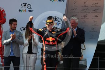 World © Octane Photographic Ltd. Formula 1 – Austrian GP - Race Podium. Aston Martin Red Bull Racing TAG Heuer RB14 – Max Verstappen. Red Bull Ring, Spielberg, Austria. Sunday 1st July 2018.