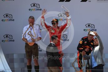 World © Octane Photographic Ltd. Formula 1 – Austrian GP - Race Podium. Aston Martin Red Bull Racing TAG Heuer RB14 – Max Verstappen followed by Scuderia Ferrari SF71-H – Sebastian Vettel and Kimi Raikkonen. Red Bull Ring, Spielberg, Austria. Sunday 1st July 2018.