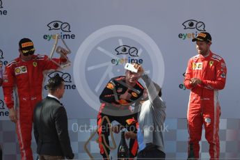 World © Octane Photographic Ltd. Formula 1 – Austrian GP - Race Podium. Aston Martin Red Bull Racing TAG Heuer RB14 – Max Verstappen followed by Scuderia Ferrari SF71-H – Sebastian Vettel and Kimi Raikkonen. Red Bull Ring, Spielberg, Austria. Sunday 1st July 2018.