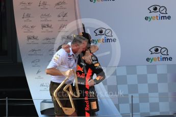 World © Octane Photographic Ltd. Formula 1 – Austrian GP - Race Podium. Aston Martin Red Bull Racing TAG Heuer RB14 – Max Verstappen. Red Bull Ring, Spielberg, Austria. Sunday 1st July 2018.