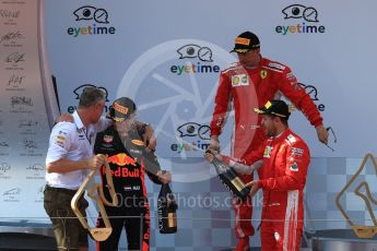 World © Octane Photographic Ltd. Formula 1 – Austrian GP - Race Podium. Aston Martin Red Bull Racing TAG Heuer RB14 – Max Verstappen followed by Scuderia Ferrari SF71-H – Sebastian Vettel and Kimi Raikkonen. Red Bull Ring, Spielberg, Austria. Sunday 1st July 2018.