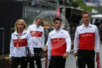 World © Octane Photographic Ltd. Formula 1 – Austrian GP - Pit Lane. Alfa Romeo Sauber F1 Team C37 – Charles Leclerc. Red Bull Ring, Spielberg, Austria. Thursday 28th June 2018.