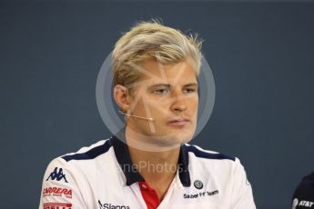 World © Octane Photographic Ltd. Formula 1 – Belgian GP - FIA Drivers’ Press Conference. Alfa Romeo Sauber F1 Team – Marcus Ericsson. Spa-Francorchamps, Belgium. Thursday 23rd August 2018.