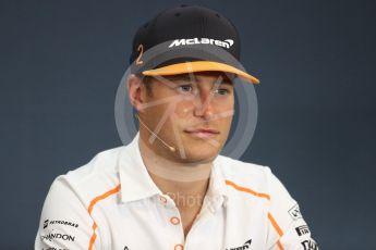 World © Octane Photographic Ltd. Formula 1 – Belgian GP - FIA Drivers’ Press Conference. McLaren – Stoffel Vandoorne. Spa-Francorchamps, Belgium. Thursday 23rd August 2018.