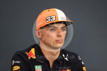 World © Octane Photographic Ltd. Formula 1 – Belgian GP - FIA Drivers’ Press Conference. Aston Martin Red Bull Racing TAG Heuer – Max Verstappen. Spa-Francorchamps, Belgium. Thursday 23rd August 2018.