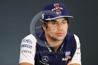 World © Octane Photographic Ltd. Formula 1 – Belgian GP - FIA Drivers’ Press Conference. Williams Martini Racing – Lance Stroll. Spa-Francorchamps, Belgium. Thursday 23rd August 2018.