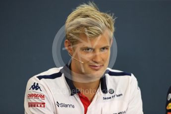 World © Octane Photographic Ltd. Formula 1 – Belgian GP - FIA Drivers’ Press Conference. Alfa Romeo Sauber F1 Team – Marcus Ericsson. Spa-Francorchamps, Belgium. Thursday 23rd August 2018.