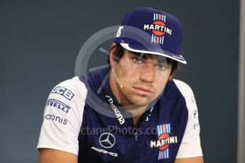 World © Octane Photographic Ltd. Formula 1 – Belgian GP - FIA Drivers’ Press Conference. Williams Martini Racing – Lance Stroll. Spa-Francorchamps, Belgium. Thursday 23rd August 2018.