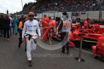 World © Octane Photographic Ltd. Formula 1 – Belgian GP - Grid. McLaren MCL33 – Fernando Alonso. Spa-Francorchamps, Belgium. Sunday 26th August 2018.