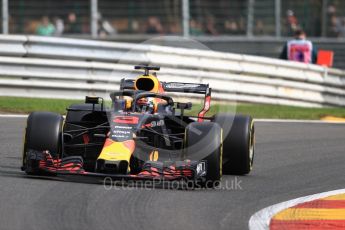 World © Octane Photographic Ltd. Formula 1 – Belgian GP - Practice 1. Aston Martin Red Bull Racing TAG Heuer RB14 – Daniel Ricciardo. Spa-Francorchamps, Belgium. Friday 24th August 2018.