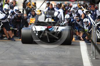 World © Octane Photographic Ltd. Formula 1 – Belgian GP - Practice 3. Williams Martini Racing FW41 mechanics do a practice pit stop. Spa-Francorchamps, Belgium. Saturday 25th August 2018.
