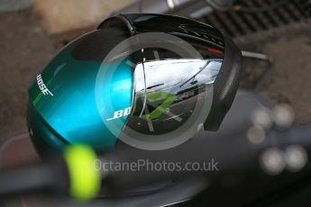 World © Octane Photographic Ltd. Formula 1 – Belgian GP - Practice 3. Mercedes AMG Petronas Motorsport AMG mechanic helmet. Spa-Francorchamps, Belgium. Saturday 25th August 2018.
