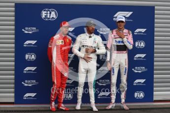 World © Octane Photographic Ltd. Formula 1 – Belgian GP - Qualifying. Mercedes AMG Petronas Motorsport AMG F1 W09 EQ Power+ - Lewis Hamilton, Scuderia Ferrari SF71-H – Sebastian Vettel and Racing Point Force India VJM11 - Esteban Ocon. Spa-Francorchamps, Belgium. Saturday 25th August 2018.