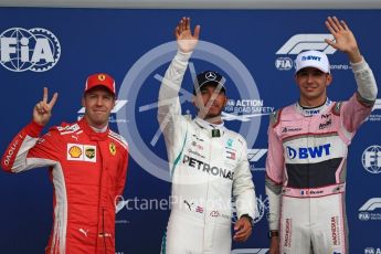 World © Octane Photographic Ltd. Formula 1 – Belgian GP - Qualifying. Mercedes AMG Petronas Motorsport AMG F1 W09 EQ Power+ - Lewis Hamilton, Scuderia Ferrari SF71-H – Sebastian Vettel and Racing Point Force India VJM11 - Esteban Ocon. Spa-Francorchamps, Belgium. Saturday 25th August 2018.