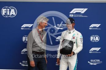 World © Octane Photographic Ltd. Formula 1 – Belgian GP - Qualifying. Mercedes AMG Petronas Motorsport AMG F1 W09 EQ Power+ - Lewis Hamilton and Damon Hill. Spa-Francorchamps, Belgium. Saturday 25th August 2018.