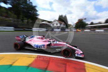 World © Octane Photographic Ltd. Formula 1 – Belgian GP - Qualifying. Racing Point Force India VJM11 - Sergio Perez. Spa-Francorchamps, Belgium. Saturday 25th August 2018.