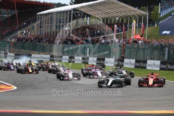 World © Octane Photographic Ltd. Formula 1 – Belgian GP - Race. Mercedes AMG Petronas Motorsport AMG F1 W09 EQ Power+ - Lewis Hamilton and Scuderia Ferrari SF71-H – Sebastian Vettel battle. Spa-Francorchamps, Belgium. Sunday 26th August 2018.