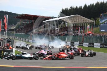 World © Octane Photographic Ltd. Formula 1 – Belgian GP - Race. Renault Sport F1 Team RS18 – Nico Hulkenberg locks up and hits McLaren MCL33 – Fernando Alonso causing a crash. Spa-Francorchamps, Belgium. Sunday 26th August 2018.