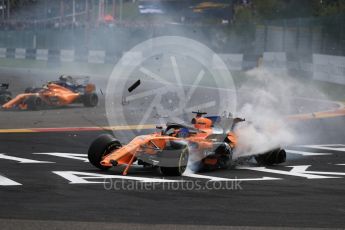 World © Octane Photographic Ltd. Formula 1 – Belgian GP - Race. McLaren MCL33 – Fernando Alonso comes to a halt. Spa-Francorchamps, Belgium. Sunday 26th August 2018.