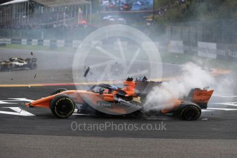 World © Octane Photographic Ltd. Formula 1 – Belgian GP - Race. McLaren MCL33 – Fernando Alonso comes to a halt. Spa-Francorchamps, Belgium. Sunday 26th August 2018.