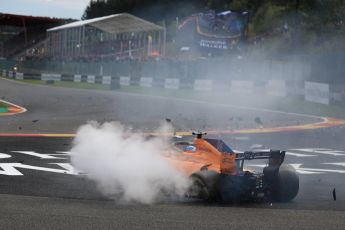 World © Octane Photographic Ltd. Formula 1 – Belgian GP - Race. McLaren MCL33 – Fernando Alonso comes to a halt. Spa-Francorchamps, Belgium. Sunday 26th August 2018.