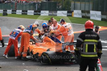 World © Octane Photographic Ltd. Formula 1 – Belgian GP - Race. McLaren MCL33 – Fernando Alonso comes to a halt. Spa-Francorchamps, Belgium. Sunday 26th August 2018.