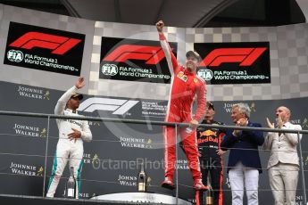 World © Octane Photographic Ltd. Formula 1 – Belgian GP - Race Podium. Scuderia Ferrari SF71-H – Sebastian Vettel, Mercedes AMG Petronas Motorsport AMG F1 W09 EQ Power+ - Lewis Hamilton and Aston Martin Red Bull Racing TAG Heuer RB14 – Max Verstappen. Spa-Francorchamps, Belgium. Sunday 26th August 2018.