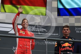 World © Octane Photographic Ltd. Formula 1 – Belgian GP - Race Podium. Scuderia Ferrari SF71-H – Sebastian Vettel. Spa-Francorchamps, Belgium. Sunday 26th August 2018.