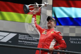 World © Octane Photographic Ltd. Formula 1 – Belgian GP - Race Podium. Scuderia Ferrari SF71-H – Sebastian Vettel. Spa-Francorchamps, Belgium. Sunday 26th August 2018.