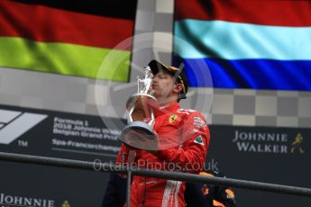 World © Octane Photographic Ltd. Formula 1 – Belgian GP - Race Podium. Scuderia Ferrari SF71-H – Sebastian Vettel. Spa-Francorchamps, Belgium. Sunday 26th August 2018.