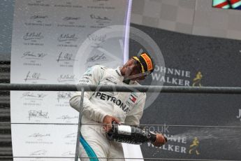 World © Octane Photographic Ltd. Formula 1 – Belgian GP - Race Podium. Mercedes AMG Petronas Motorsport AMG F1 W09 EQ Power+ - Lewis Hamilton. Spa-Francorchamps, Belgium. Sunday 26th August 2018.