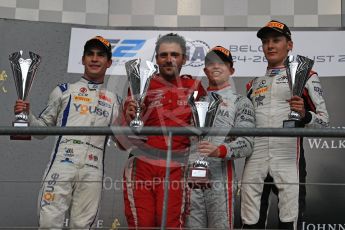 World © Octane Photographic Ltd. FIA Formula 2 (F2) – Belgian GP - Race 1. Prema Powerteam - Nyck de Vries and Carlin - Sergio Sette Camara and ART Grand Prix - George Russell. Spa-Francorchamps, Belgium. Saturday 25th August 2018.