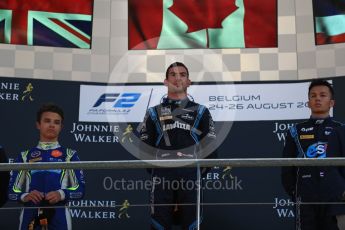 World © Octane Photographic Ltd. FIA Formula 2 (F2) – Belgian GP - Race 2. DAMS - Nicholas Latifi, Carlin - Lando Norris and DAMS - Alexander Albon. Spa-Francorchamps, Belgium. Sunday 26th August 2018.