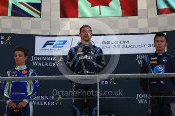 World © Octane Photographic Ltd. FIA Formula 2 (F2) – Belgian GP - Race 2. DAMS - Nicholas Latifi, Carlin - Lando Norris and DAMS - Alexander Albon. Spa-Francorchamps, Belgium. Sunday 26th August 2018.