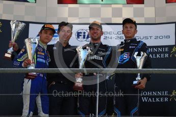 World © Octane Photographic Ltd. FIA Formula 2 (F2) – Belgian GP - Race 2. DAMS - Nicholas Latifi, Carlin - Lando Norris and DAMS - Alexander Albon. Spa-Francorchamps, Belgium. Sunday 26th August 2018.