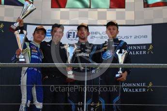 World © Octane Photographic Ltd. FIA Formula 2 (F2) – Belgian GP - Race 2. DAMS - Nicholas Latifi, Carlin - Lando Norris and DAMS - Alexander Albon. Spa-Francorchamps, Belgium. Sunday 26th August 2018.