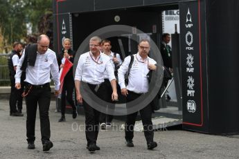 World © Octane Photographic Ltd. Formula 1 - Belgian GP – Paddock. Simon Cole - Mercedes AMG F1 Chief Track Engineer and Ron Meadows - Mercedes AMG F1 Team Manager. Spa-Francorchamps, Belgium. Friday 24th August 2018.